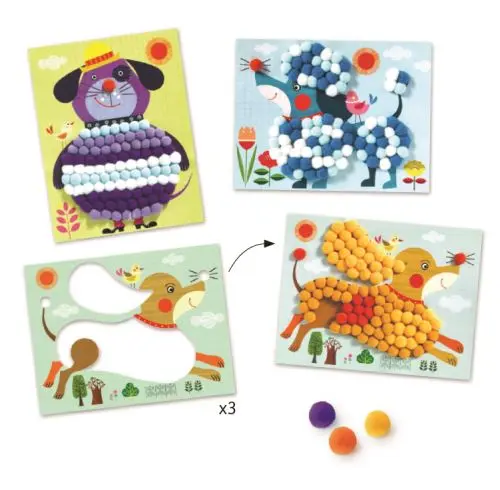 Coffret-creatif-Djeco-Tableau-de-pompons-Des-chiens-a-career.webp