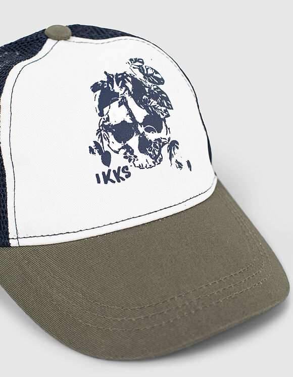 IKKS-CASQUETTE KAKI FONCE_ BLANC ET NAVY _ TETE DE MORT GARCON -XU90073-57_2.jpg