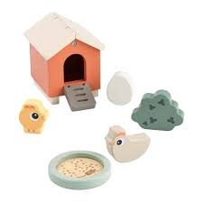 Set de jeu en bois, maison de Clucky - tiny farm