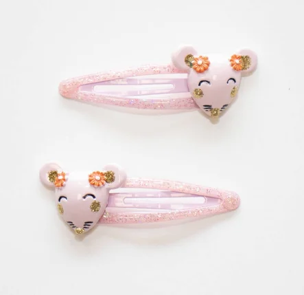 Barrettes à cheveux 2 pièces "Souris"