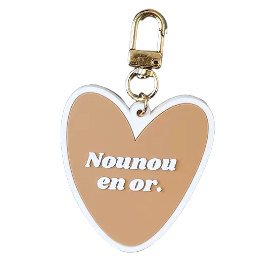 [WAGSKU050_027] Porte-clés coeur "Nounou en or"