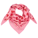 Foulard rose à cœurs rouges