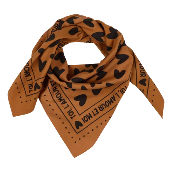 Foulard marron à cœurs noirs