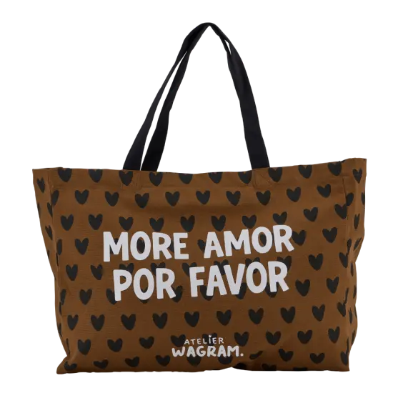Sac cabas en toile de coton "More amor por favor"