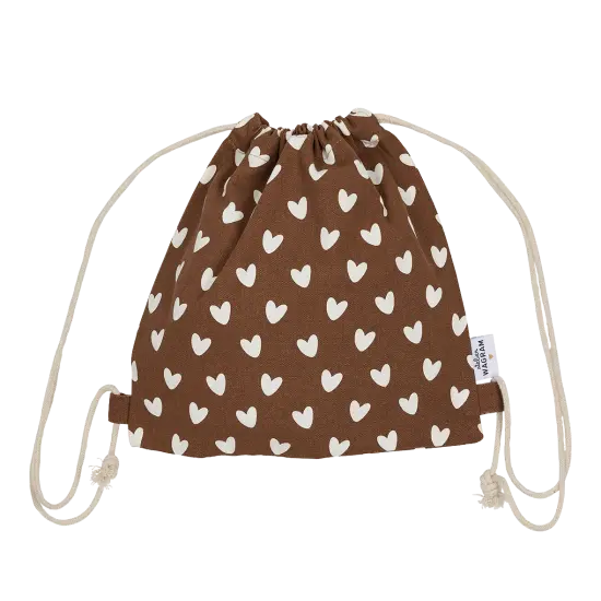 Sac à cordons "Caramel - Coeurs"