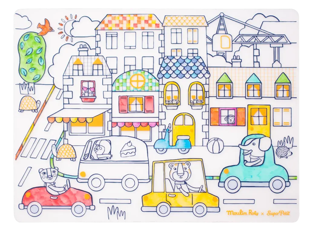 Set de table à colorier en silicone avec 5 feutres lavables "