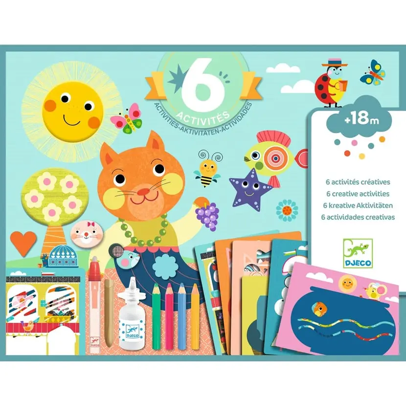 Coffret de 6 activités créatives "Le chat et ses amis"