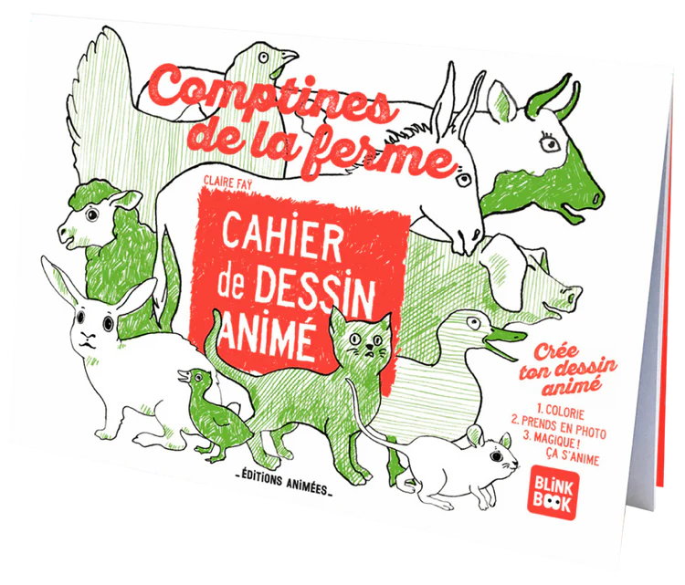 Cahier de dessin animé (BlinkBook) "Comptines de la ferme"