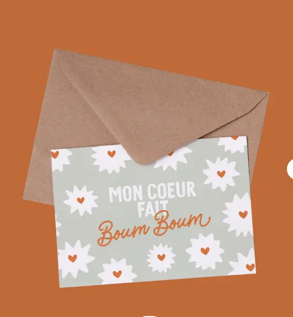 Carte "Mon coeur fait boum boum"   