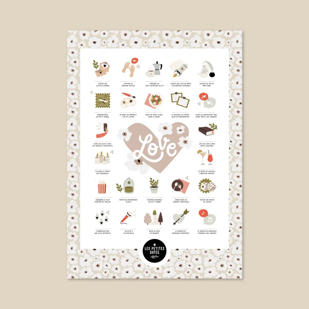 [LESPTITESDATESLOVECOUPLE] Mini affiche couple à dater "Love, couple"