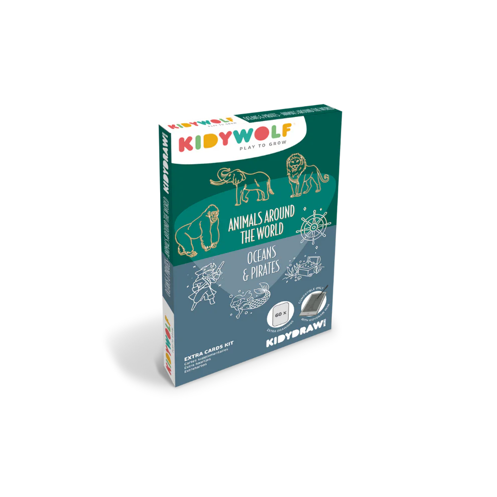 [KIDYDRAWMINI-AAW-OPI] Cartes supplémentaires pour tablette à dessin Kidydraw "Animals around the world/Oceans & Pirates"