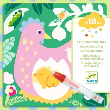 Coloriages magiques "Coucou caché maman-bébé du jardin"