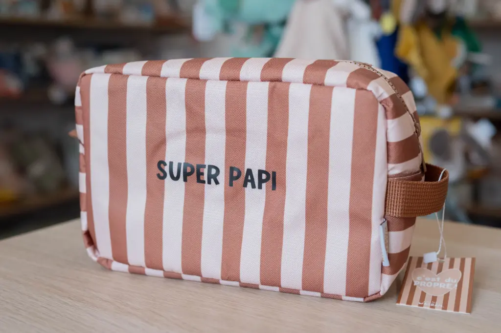 Trousse de toilette "Rayures - Super Papi"