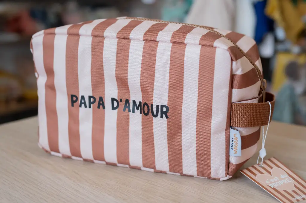 Trousse de toilette "Rayures - Papa d'amour"