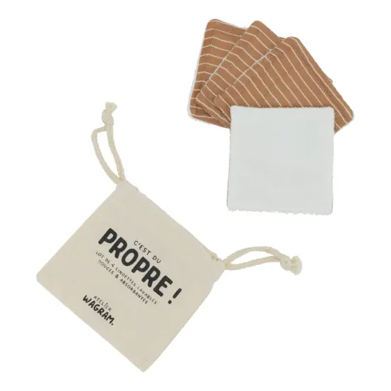 Lot de 4 lingettes lavables "Rayures fines"