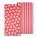 Serviette microfibre rouge avec coeurs roses 70x140cm