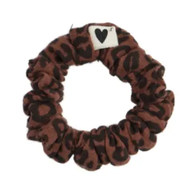 Mini chouchou en gaze "léopard marron"