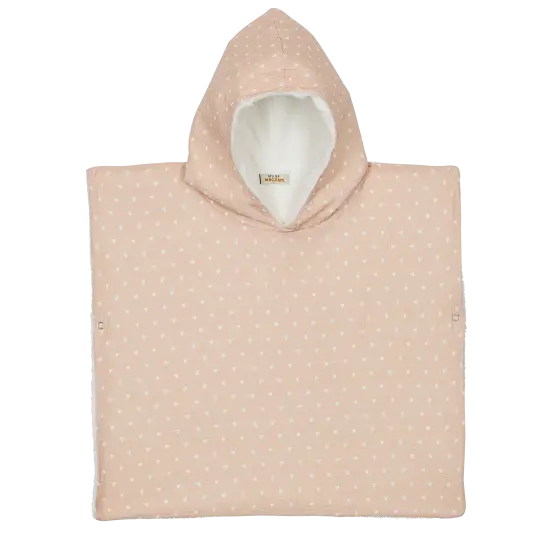 [WAGSKU020_021] Poncho en gaze "beige petits coeurs" (T1)