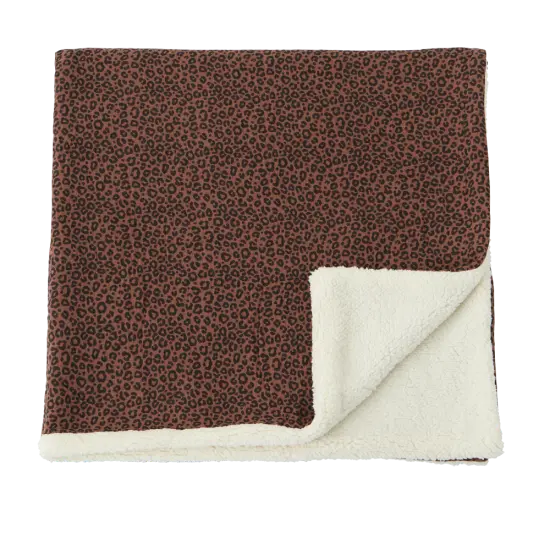 Couverture pilou et gaze de coton "léopard marron"