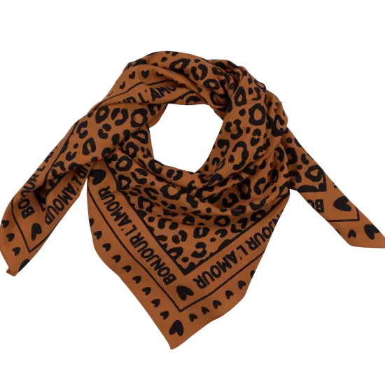 [WAGSKU110_004] Foulard marron à motif noir (Adulte)