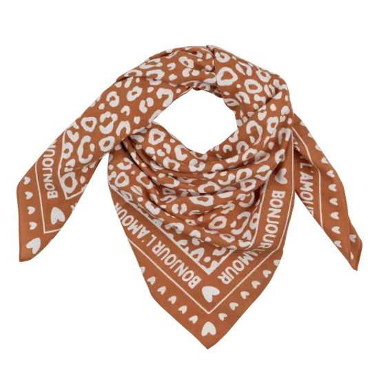 Foulard marron à motif blanc