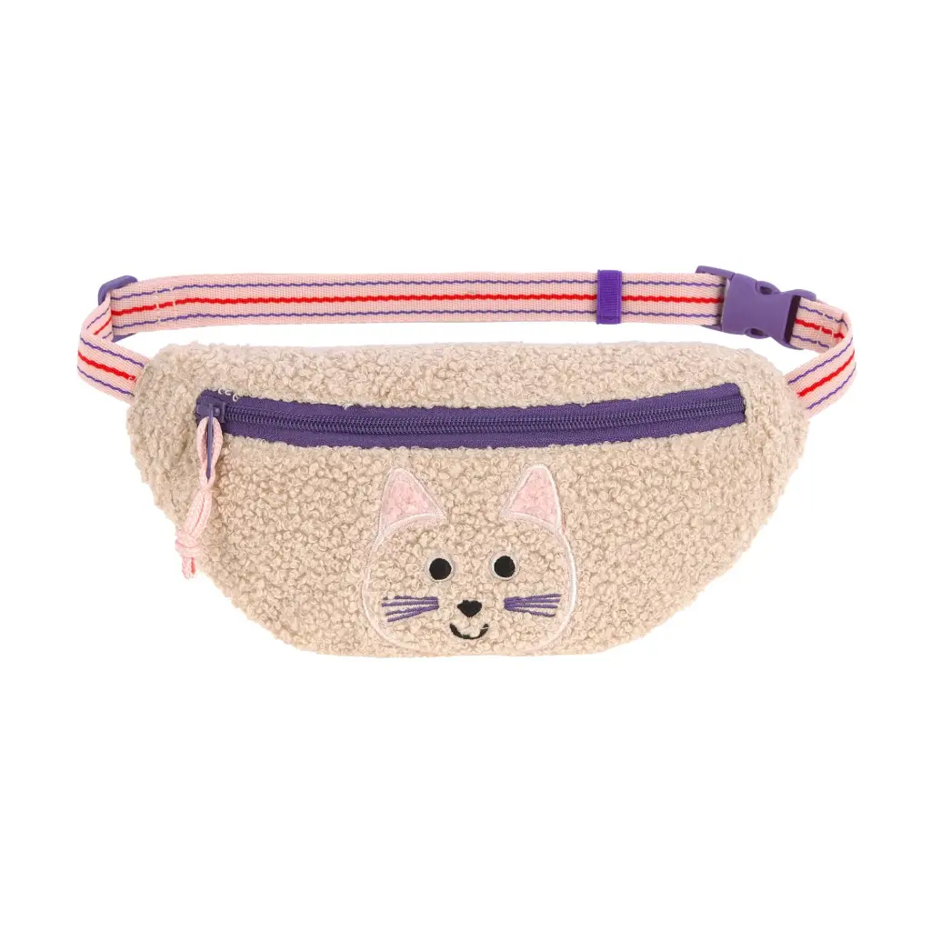 [LAS12030577043] Sac banane en tissu bouclette "chat"