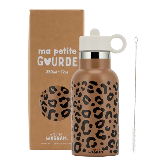 [WAGSKU067_005] Gourde isotherme 350ml "Caramel léopard" 