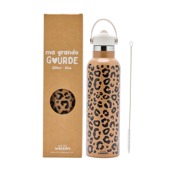 Gourde isotherme 600ml "Caramel léopard" 