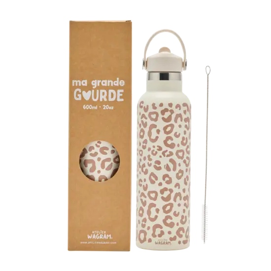 Gourde isotherme 600ml "Crème léopard"  