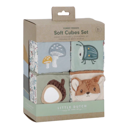 Lot de 4 cubes d'activités en tissu "Forest friends"