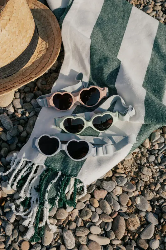[BEA913412] Lunettes de soleil coeur avec bandeau 0-9 mois (Bleu)