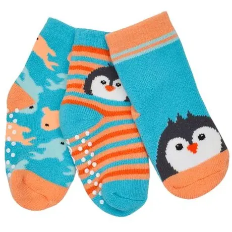 Set de 3 paires de chaussettes anti-dérapantes pingouin (0-24 mois)