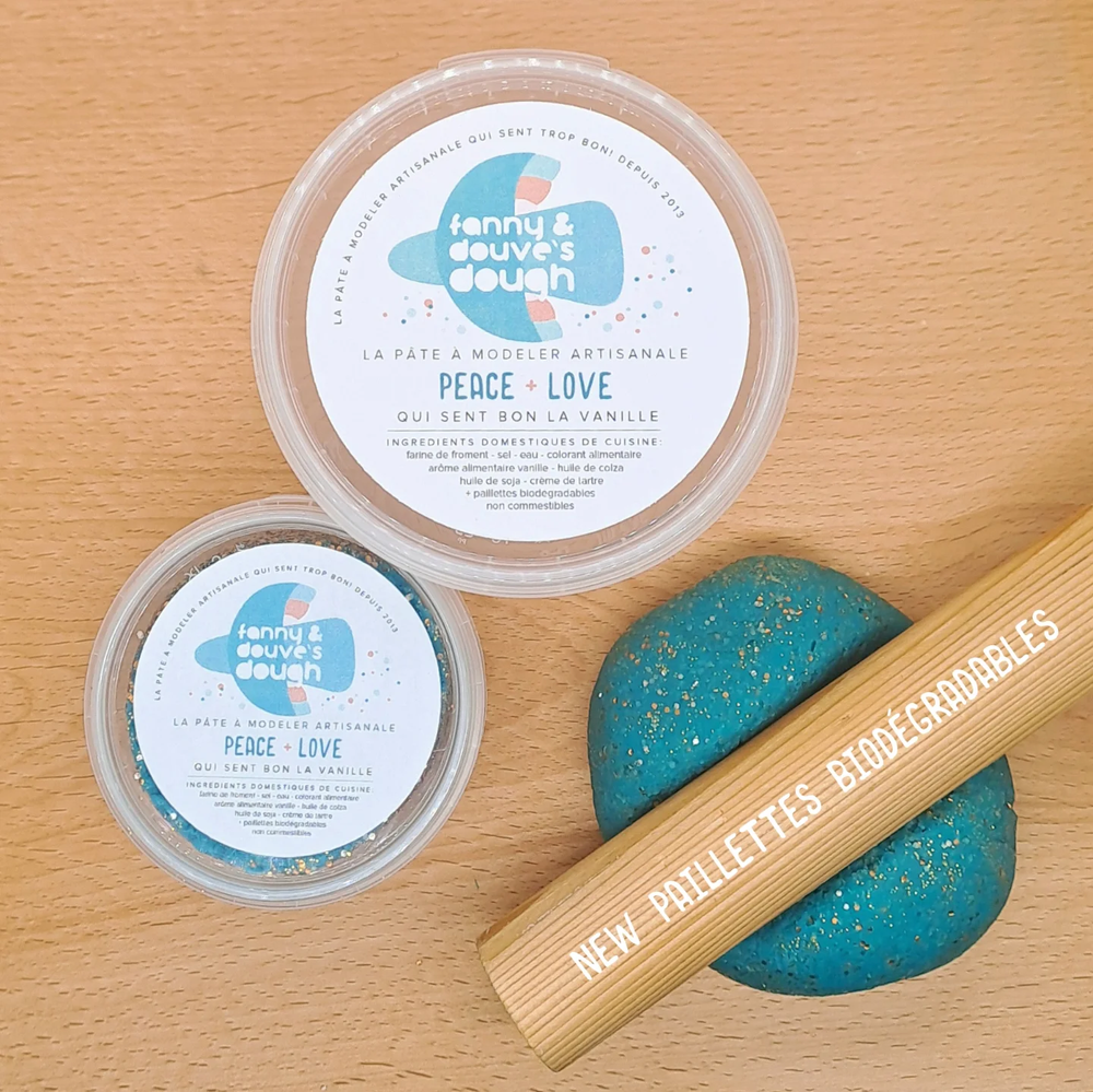 Pâte à modeler artisanale suisse à paillettes - Peace and Love