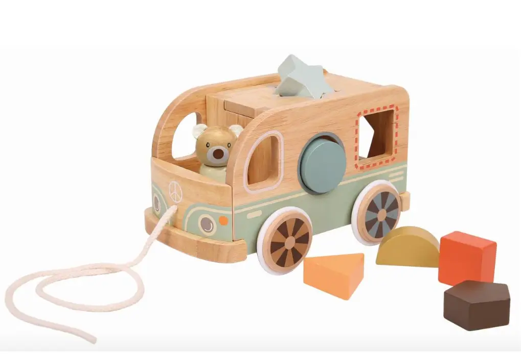 Bus à tirer avec formes à encastrer "Ours" 