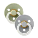 BIBS pack de 2 lolettes qui brillent dans le noir "Colour pacifier" tétine latex ronde - taille 1