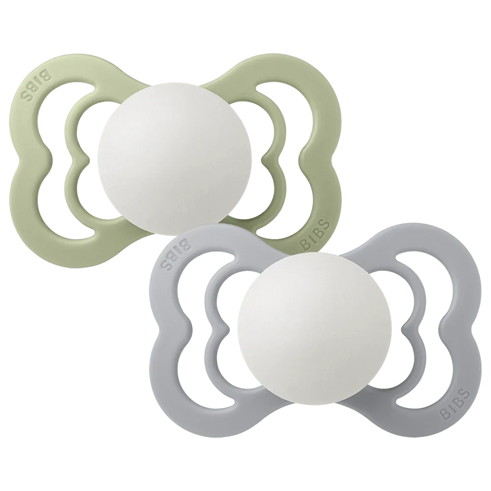 BIBS pack de 2 lolettes qui brillent dans le noir "Supreme pacifier" tétine silicone symétrique - taille 1