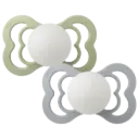 BIBS pack de 2 lolettes qui brillent dans le noir "Supreme pacifier" tétine silicone symétrique - taille 1