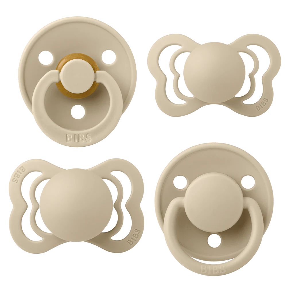 BIBS pack de 4 lolettes "Try-It Collection" tétines différentes latex et silicone - taille 1 