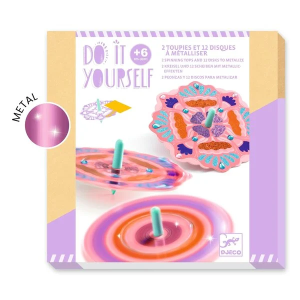 [DJ07986] 2 toupies et 12 disques à métalliser "Flower Power"