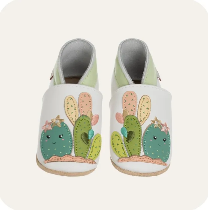 Chaussons en cuir souple "Cactus"
