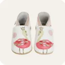Chaussons en cuir souple "Flamants roses"
