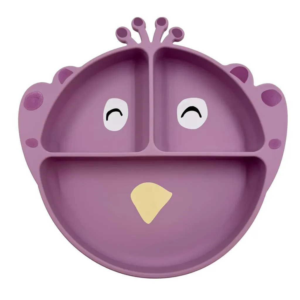 Assiette en silicone et compartiments "Paon"
