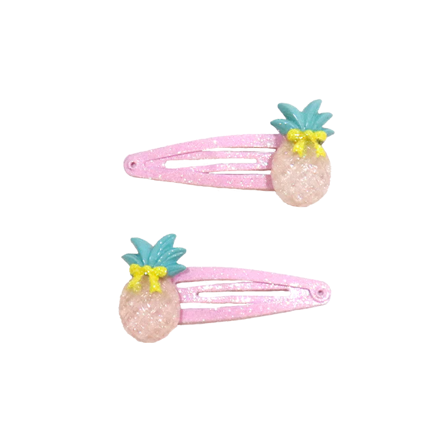 Lot de 2 barrettes "Ananas" - rose