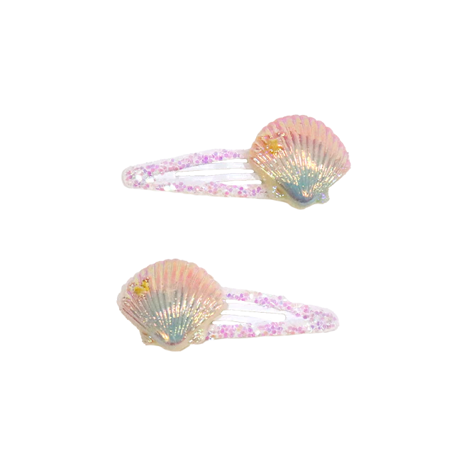 Lot de 2 barrettes "Coquillages" - multicolore