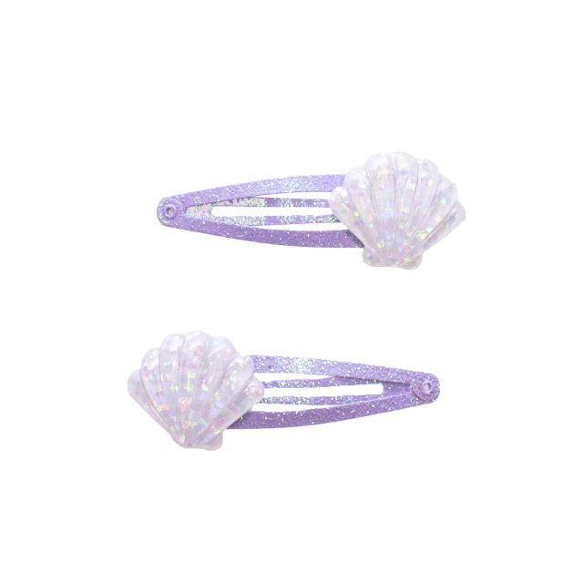 Lot de 2 barrettes "Coquillages" - violet