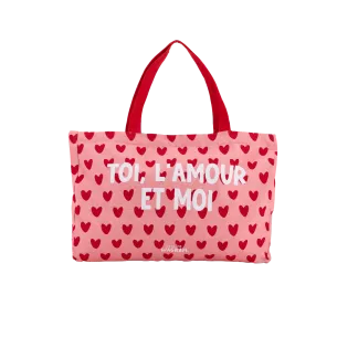 [WAGSKU103_004] Sac cabas en toile de coton "Toi, l'amour et moi"
