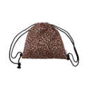 Sac à cordons "Léopard noir fond marron"