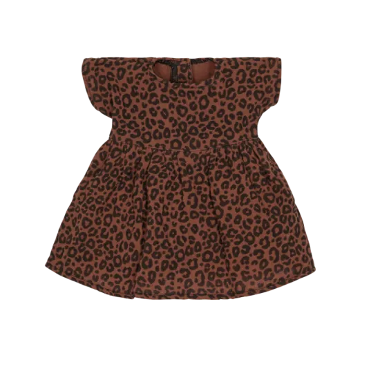 Tenue de poupée "Léopard noir fond marron" - robe