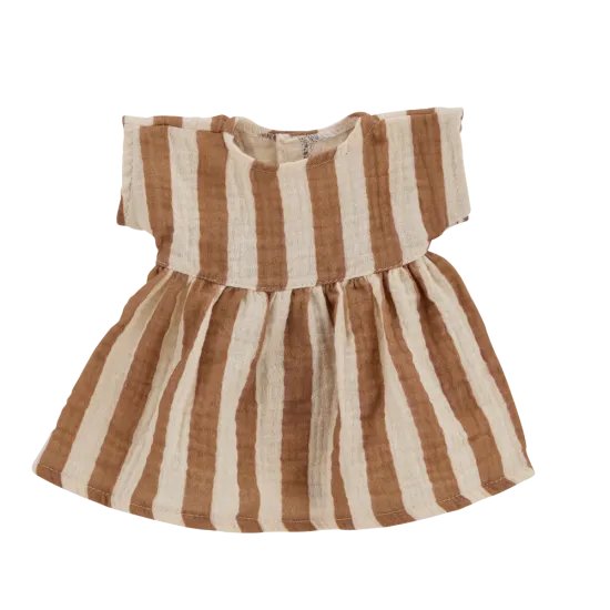 Tenue de poupée "Rayures marrons fond beige" - robe