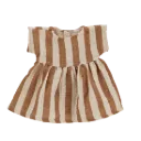 Tenue de poupée "Rayures marrons fond beige" - robe